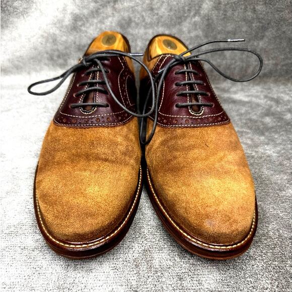 Johnston & Murphy Suede Saddle Oxford Brown 10M Rubber Sole main image 7